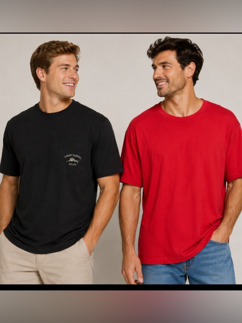 2 Men’s Tommy Bahama 1 black cotton t-shirt 1 red 50%cotton/50%modal both XXL